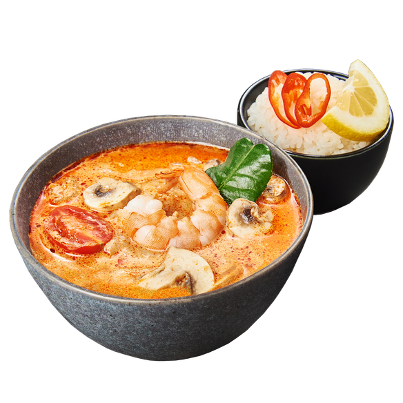 рис том ям с креветками. рис том ям с креветками. вок том ям. том ям с креветками. каша рисовая на кокосовом молоке с креветками.